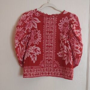 FARM Rio Medium Floral Tapestry Red and Pink Blouse
